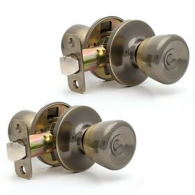 Lokhaus 048037860921 2pack Passage Tulip Doorknob Antique Brass Closets Pantry Hallways Etc