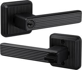 Loqron 313028644683 Square Stripes Style Keyed Entry Door Handle With Key And Lock Heavy Duty