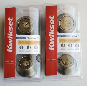 96650-493 Lot Of 2 Kwikset Antique Brass Metal Double Cylinder Deadbolt 665 New Sale