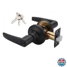 B0cnnzvlc3 Manren Keyed Entry Door Lever Handle Lock Universal Black Finish 1-pack