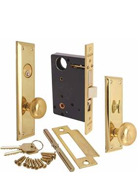 91a-rh Marks Metro Hardware Mortise Lock Set Golden Right Hand Brass Plates
