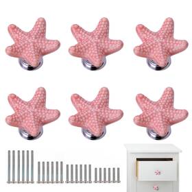 Marstree 682604626499 Ceramic Cabinet Handles Drawer Knobs Starfish Shape Cupboard Dresser Wardrobe