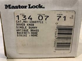 13407711 Master Lock Dover Single Dummy Door Knob Antique Brass