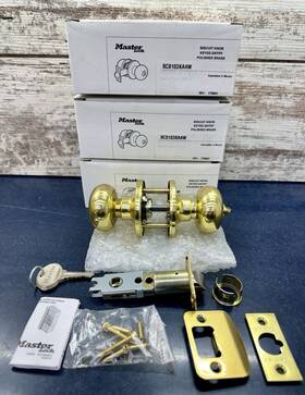 Bc0103ka4w Master Lock Keyed Entry Biscuit Knob Polished Brass Nib-lot Of 3