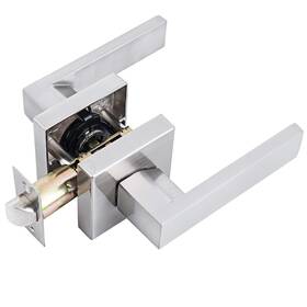 Maxecurity 724781963797 Passage Door Lever Satin Nickel Square Interior Handle Hall And Closet