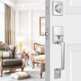 Maxecurity 740727627769 Front Door Handle Set Single Cylinder Handleset With Lever And D