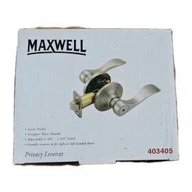 403405 Maxwell Door Lever Set Satin Nickel Privacy Wave Handle Nib Security L/r