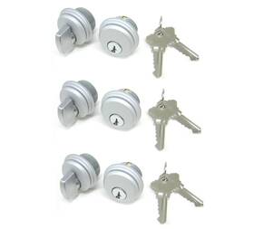 Mcavory 810043230278 Cylinder Locks - Mixed Thumbturn Aluminum Silver 3 Pack