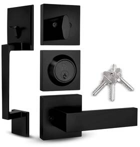 Mega Handles 850020756131 Tobelle Entry Door Handleset In Matte Black Finish - Single Cylinder Handle