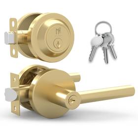 Mega Handles 850020756551 Ronn Entrance Combo I Entry Lever Door Handle And Single Cylinder Deadbolt