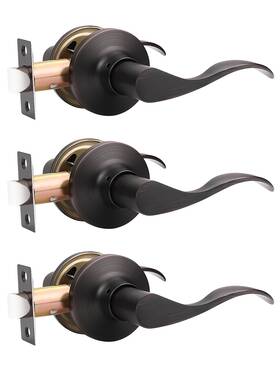 B0bjdvrrd6 Mengico 3 Pack Passage Door Lever No Lock Oil Rubbed Bronze Reversible