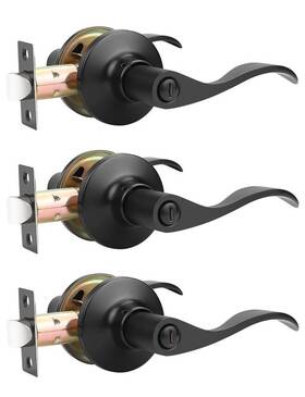 B0bjdx75lc Mengico 3-pack Modern Black Interior Door Lever Handle Lock Privacy