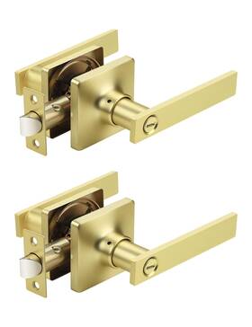 B0ff4bbfnv Mengico 2 Pack Gold Privacy Lever Door Handle Interior With Lock Heavy Duty Squ
