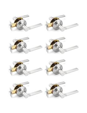 Mg-3637 Mengico 8 Pack Brushed Nickel Interior Door Knob Heavy Duty Passage Lever Do