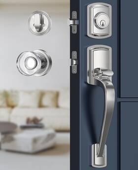 Sy2150-sn-2 Mensarix Front Door Handle And Deadbolt Set With Crystal Knob Lock Se