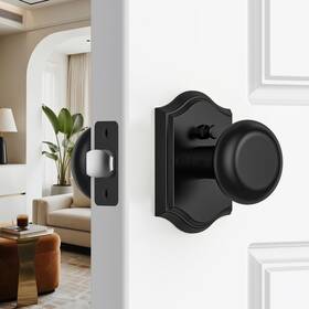 Sy2156-mb Mensarix Matte Black Door Knob With Lock Privacy Knobs Interior For Bedroom And Ba