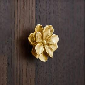 Xp248 Mfys 6 Pieces Solid Brass Flower Knob Handles For Cabinets And Shape Drawer