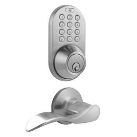 Milocks 445044613671 Satin Nickel Keyless Entry Deadbolt And Lever Handle Door Lock Combo Pack W
