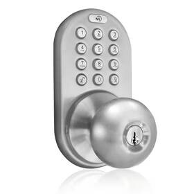 Milocks 726084176560 Single-cylinder Electronic Door Knob Aa Battery Classic Satin Nickle