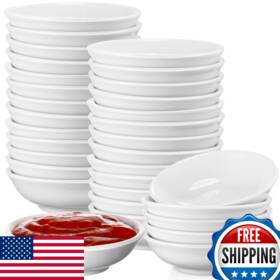 B0bckgnfqm Mimorou 50 Pcs Soy Sauce Dish Ceramic White Dipping Bowls Bulk 1.2oz Asian