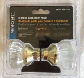 888-2185 Mintcraft Nwt Mortise Lock Door Knob Glass Crystal Brass