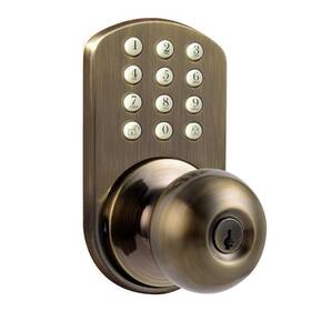 Morning Industry 632898400572 Antique Brass Touch Pad Electronic Entry Door Knob