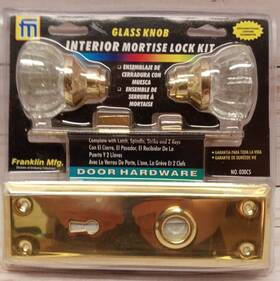 Mortise 020134000301 New Franklin Mfg Glass Knob Interior Lock Kit With Hardware