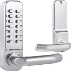 Mx400 Mutex 749363931391 Mechanical Door Lock Lever Set 14 Digit Keypad 60mm Satin Chrome 2 1/8 Inch