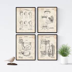 4-250g Nacnic 12017 12018 12019 12020 Prints Vintage Patents Toilet - Set Of Paper Beautiful Poster