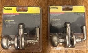S841-699 National Hardware Stanley Lot Of 2 - Storm Door Knobs Latch Satin Nickel