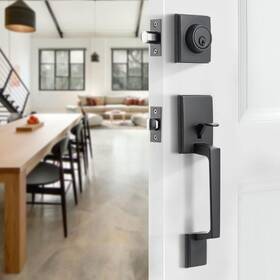 Natsukage 313106773755 Front Door Handle Set Heavy Duty Entry Lock Matte Black Entra
