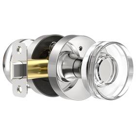 Naubea 635408121288 Crystal Door Knob Polished Chrome Interior Privacy Knobs Glass