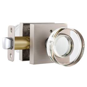 Naubea 639395274217 Crystal Door Knobs - Brushed And Satin Nickel Interior Privacy W