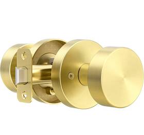 Naubea 658359051619 Passage Door Knobs Interior Brushed Gold Knob For Closet Brass