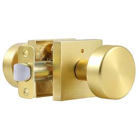 Naubea 658359054580 Privacy Gold Door Knobs Interior Satin Brass With