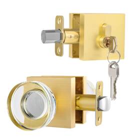 Naubea 658359055570 Crystal Glass Door Knob With Deadbolt Lock Set Gold Exterior And Fr