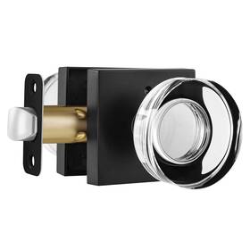 Naubea 658359055600 Matte Black Door Knob Glass Knobs Interior Privacy With Lock