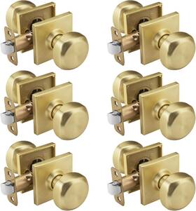 6p-a5700sb-ps Ncsen Set Of 6 Gold Interior Passage Door Knobs Non-locking Hall And Closet -satin Brass
