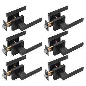 Ncsen 6p-pls01mb-bk 6 Pack Black Door Handles Privacy Lever For Bath And Bedroom Push