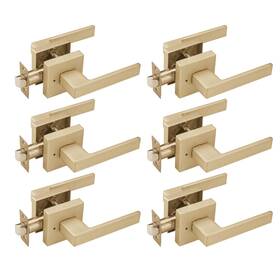 6p-pls01sb-bk Ncsen 6 Pack Gold Door Handles Interior With Push Lock Heavy Duty Privacy Kno