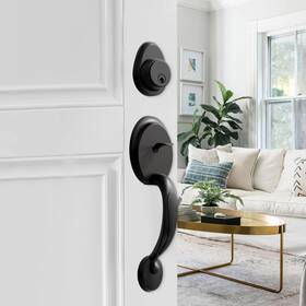 A-sj01073 Neutype Am002 Matte Black Front Door Handle And Lock Set Single Cylinder Right/left Doors