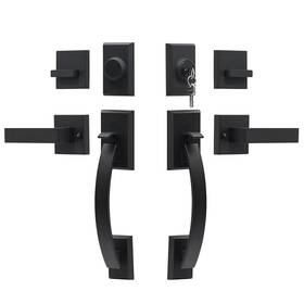 A157 Neutype Front Door Handle Set Matte Black Double Heavy Duty Lock