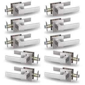Ushtl01-sn-ps-10p Newbang Hardware 10 Pack Square Keyless Passage Door Lever Handle In Brushed Nickel Finish Us