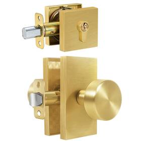 B0d4v44w6q Newlaking Satin Brass Zinc Alloy Passage Door Knob Deadbolt Round Lever