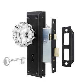 Newliplace 635408118851 Upgraded Mortise Lock Set For Interior Door Matte Black Vintage Style Crysta