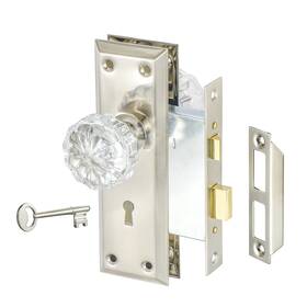 B0bjyv14zp Newliplace Crystal Glass Mortise Door Lock Set With Knob - Antique Brushed Nickel