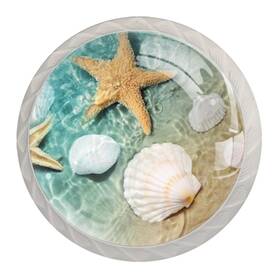 Newzone 338833583478 4 Pack Dresser Drawer Cabinet Knobs Beach Starfish Seashell Round Shape Cryst