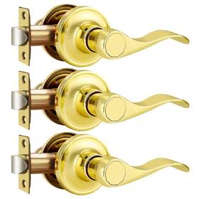 B0cwgcds8c Nizado 3 Pk Gold Passage Door Handles Interior Hall Closet Non-locking