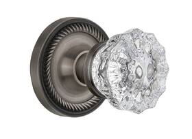 Nostalgic 640697046594 Warehouse Rope Rosette With Crystal Door Knob
