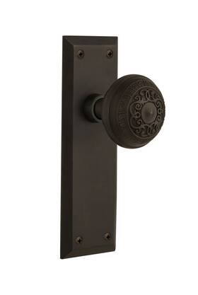 Nostalgic 640697050041 Warehouse New York Plate With Egg And Dart Knob Passage - 2.375 Inch Oil-rubbed B